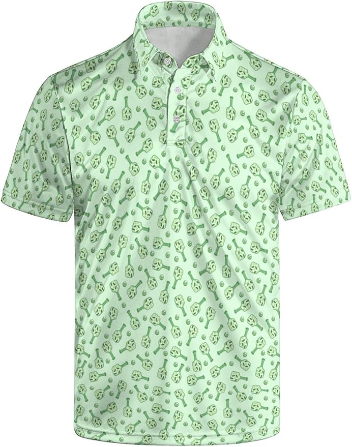 HUURAY Funny Golf Polos for Men Funny Print Short Sleeve Shirts Quick Dry Polo Shirts Hawaiian Shirt Performance Golf Outfits