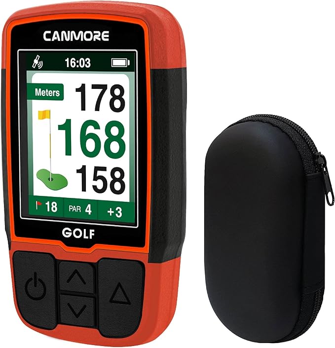 CANMORE HG200 Golf GPS Handheld & Case - Full-Color Display with 41,000+ Essential Golf Course Data and Score Sheet - Water Resistant, Orange