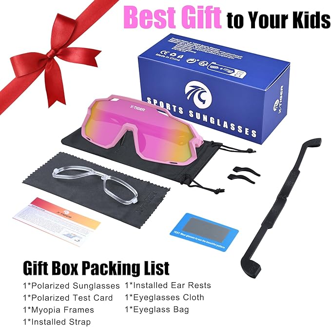 X-TIGER Kids Sunglasses Polarized Youth Baseball Sunglasses for 8-14 boys girls UV400 Sports Softball Cycling Glasses