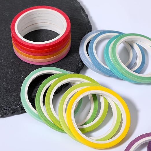 20 Rolls Rainbow Washi Tape Slim, 3mm Colorful Rainbow Pastel Washi Tape Set - Image 8