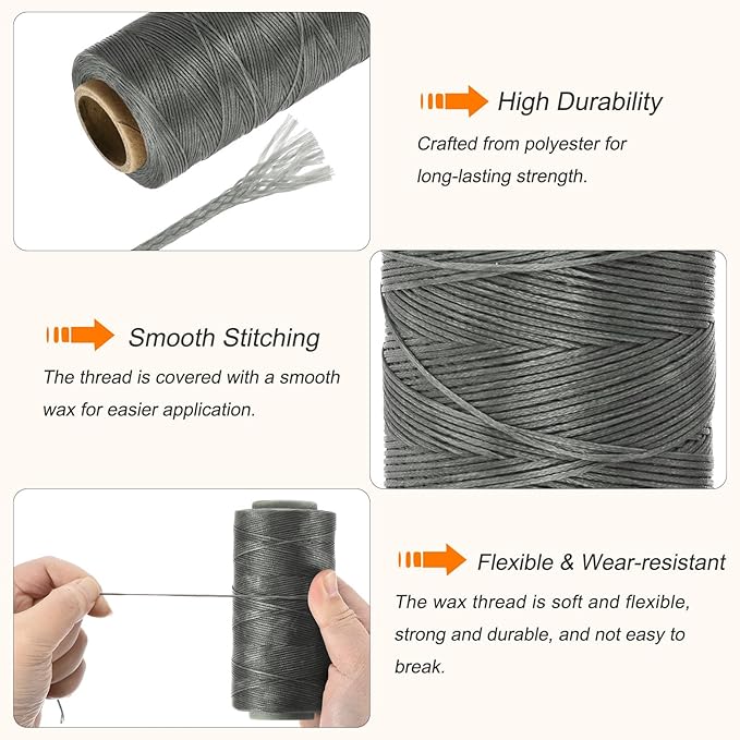 MECCANIXITY Waxed Thread, 197 Yard 1mm 210D Flat Wax Thread Polyester Waxed - Image 3