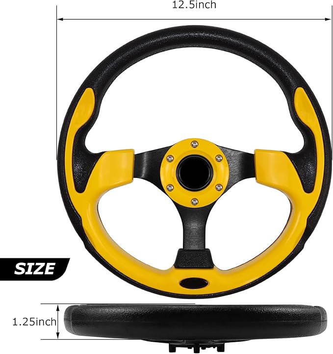 Golf Cart Steering Wheel, Skid Steering Wheel, Universal Golf Cart for Club Car EZGO RXV and TXT, Yamaha, Precedent Tempo, DS