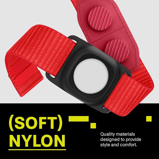 MAG-iT Magnetic Golf Range Finder Strap Designed for AirTag (1st & 2nd Gen) – GPS Tracker Holder Compatible with Find My App – Magnetic Mount for Golf Cart – Neon Red