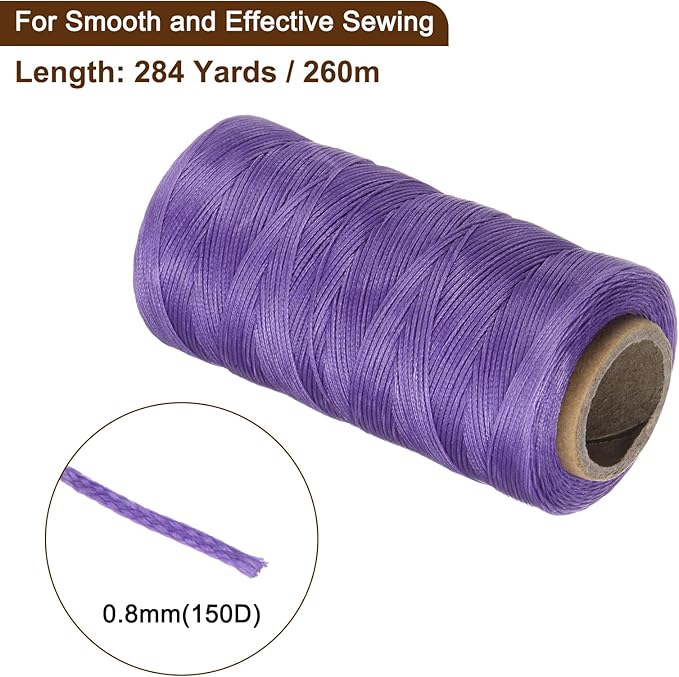 uxcell Leather Sewing Waxed Thread, 284 Yards / 260m 0.8mm 150D Flat Polyester - Image 2