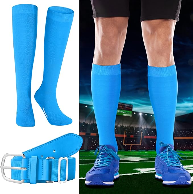 Haysandy Baseball or Softball Sock and Belt Combo Set 3 Football Baseball Socks with Softball Belt for Youth Boys Kids