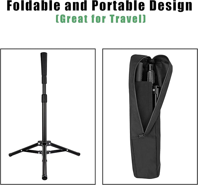 Hikeen Baseball Tees - Batting Tee with Portable Tripod Stand for Softball Hitting Training, Includes Carrying Bag