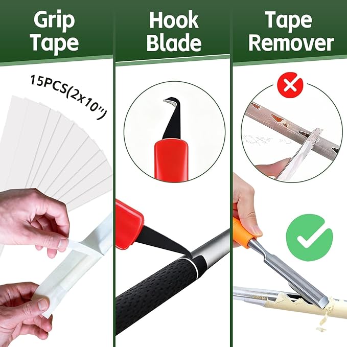 Golf Grip Kit for Regripping Golf Clubs – All-in-One Golf Regripping Kit with Portable Table Vise Rubber Clamp, Hook Blade, Grip Tape, Solvent & Tools – Golf Grip Replacement Kit