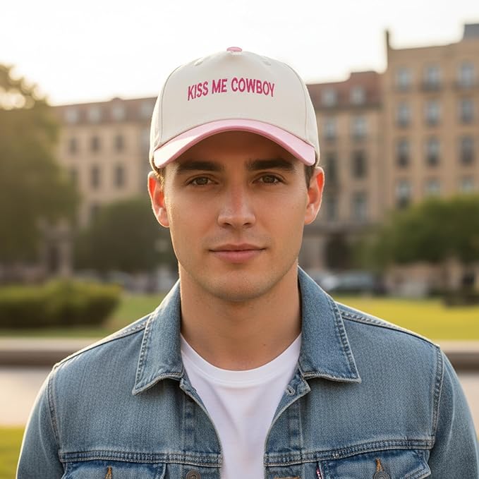 Two-Tone Cotton Baseball Cap with Embroidered Western Sayings - Adjustable Cowboy Style Hat for Men and Women