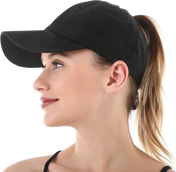 Womens Quick-Drying Criss-Cross Baseball-Cap Lightweight-Golf-Sport-Hat Ponytail-Sun-Hat Summer Medium