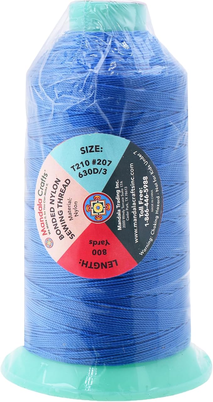 Mandala Crafts Bonded Nylon Thread Sky Blue Heavy Duty Sewing Threads - Image 3