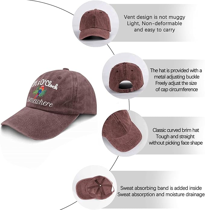 Jimmy Music Buffett Accessories Hats Its 5 Oclock Some Where Baseball Cap Mom Hat Pigment Black Womens Bucket