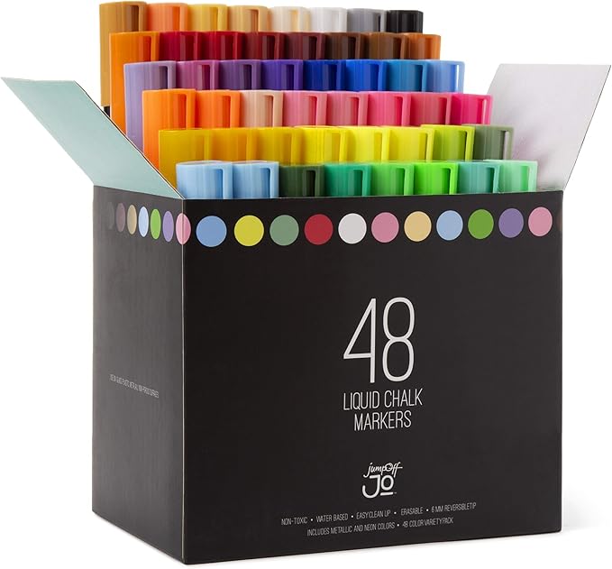 JumpOff Jo – Liquid Chalk Markers – Reversible Chisel and Round Tip – Multi by JumpOffJo