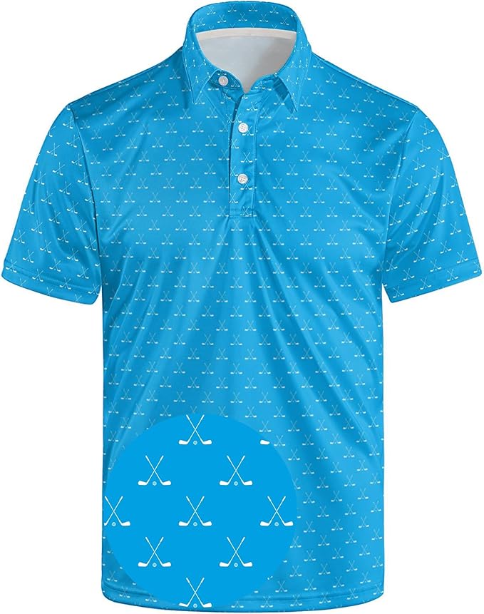 Golf Polo Shirts for Men Funny Print Short Sleeve Golf Shirts Performance Golf Polos