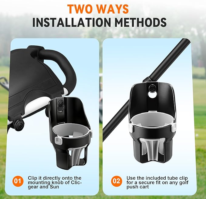 Golf Push Cart Cup Holder, Super Large Capacity, Fits Up to a 40oz Bottle, Universal Heavy Duty Golf Push Cart Accessories