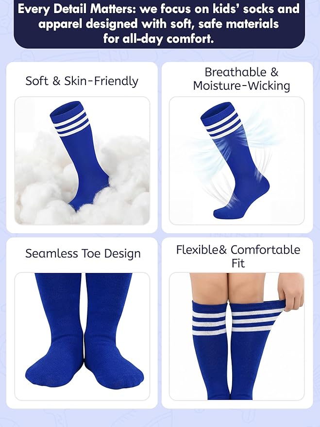American Trends Kids Toddler Soccer Socks Youth Baseball Softball Football Socks Knee High Accessories for Girls