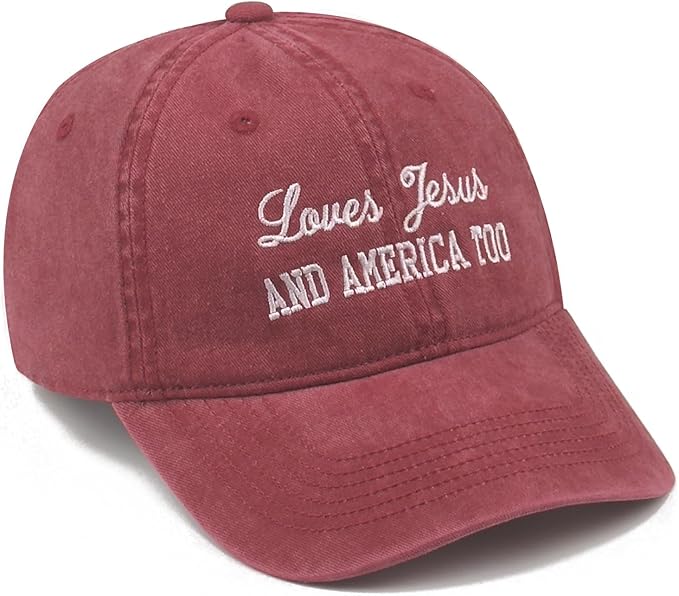 Faith Christian Patriotic Embroidered Baseball Cap, Vintage Cotton Dad Hat for Men Women, Birthday