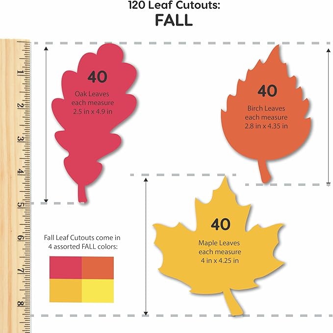 120 Pieces Fall Leaf Paper Cutouts - Image 4