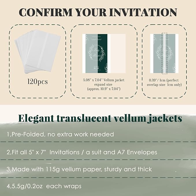 UNIQOOO 120 Pack Pre-Folded Vellum Jackets - Image 4