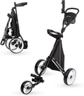 PRECISE Cruiser 3-Wheel Golf Push Cart with Foot Brake & Stabilizer Rods – Folding Golf Trolley, Ergonomic Handle, Detachable Storage Bag, Scorecard & Cup Holder