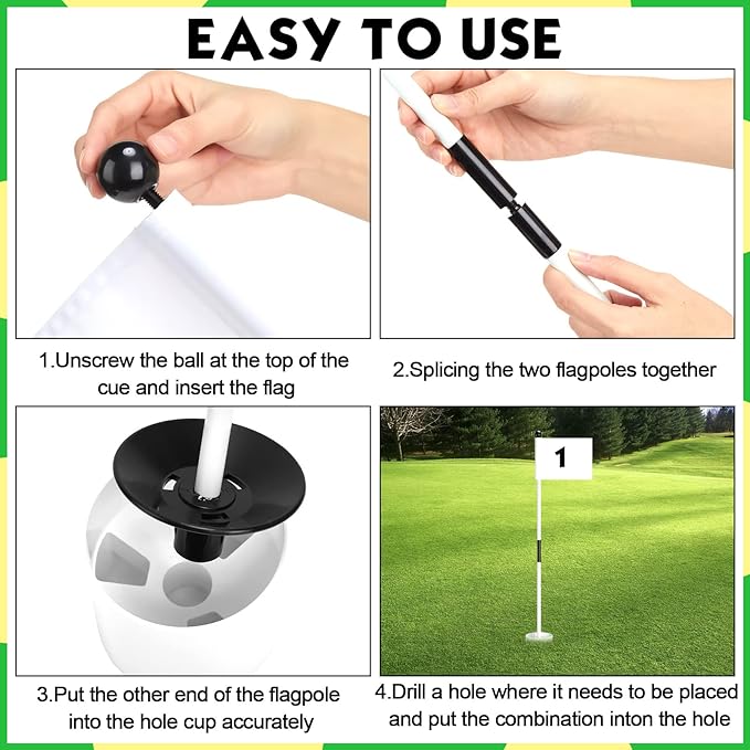 Lenwen 6 Set Golf Flagstick Golf Pin Flag Hole Cup Set Putting Green Poles Nylon Practice Portable Putting Green Gifts for Yard Backyard Garden Driving Range