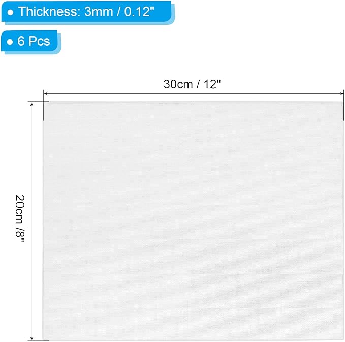 PATIKIL 8x12 Canvas Boards for Painting, 6 Pack 100% Cotton Square Triple - Image 2