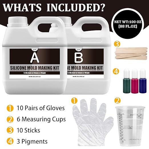 Silicone Mold Making Kit - 100oz Translucent Liquid Silicone Rubber - Image 2