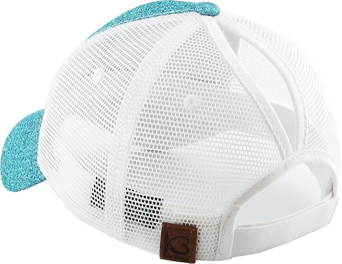 Classic Plain Ponytail Messy High Bun Headwear Adjustable Cotton Trucker Mesh Glitter Hat Baseball Cap
