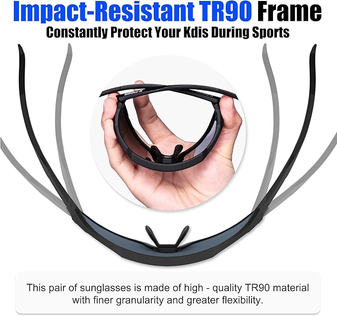 X-TIGER Kids Sunglasses Polarized Youth Baseball Sunglasses for 8-14 boys girls UV400 Sports Softball Cycling Glasses