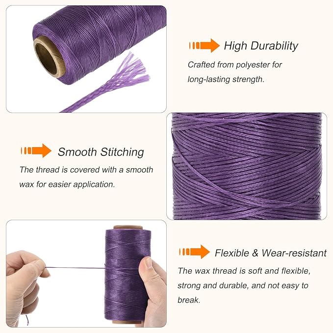 MECCANIXITY Waxed Thread, 197 Yard 1mm 210D Flat Wax Thread Polyester Waxed - Image 3