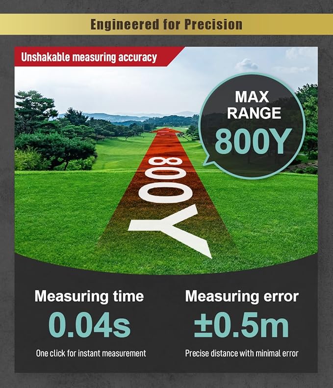 【Co-Developed with one of Japan’s Largest Golf Channels UUUM Golf】 U-CADDY Laser Golf Rangefinder, Pin Lock Vibration, 6.5X Magnification, Slope Switch, Compact Fast Finder