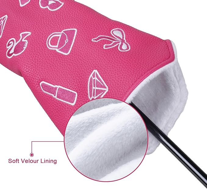 Craftsman Golf Lipstick Diamond Handbag Bow Pink 460 CC Golf Driver Headcover Mallet Blade Putter Covers Gift for Women