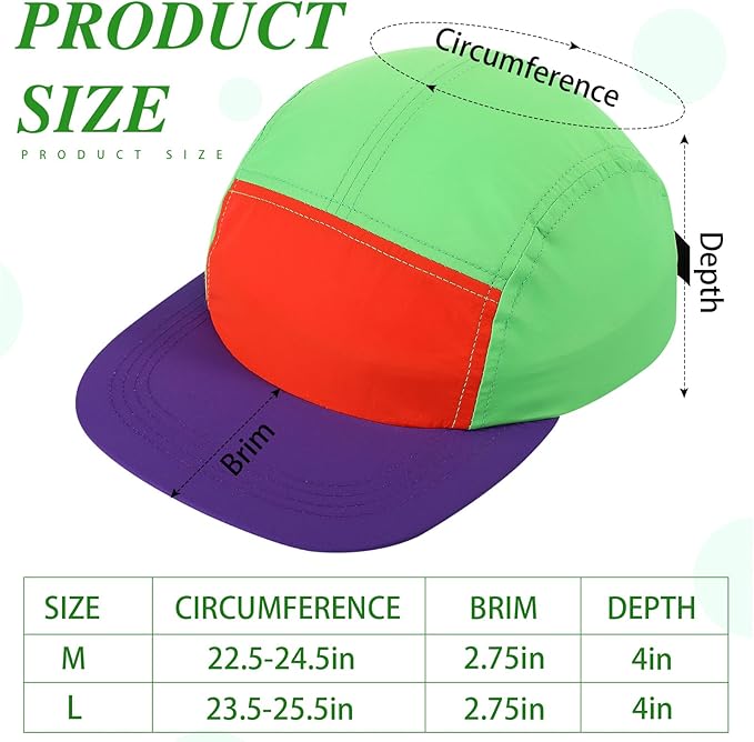 Cindeer 80s 90s Neon Hat Nylon Cap Retro Adjustable Cap for Women Men 80s Costumes Accessories 90s Theme Party