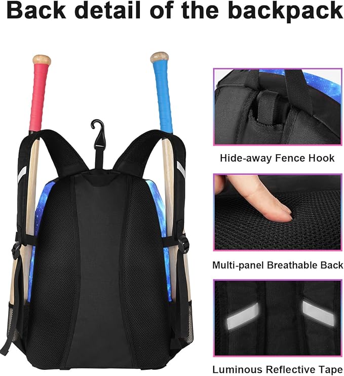 MATEIN Softball Bag, Lightweight Baseball Backpack with Shoe Compartment, Baseball Bag with Fence Hook for TBall Bat & Equipment, Softball Gifts Catchers Backpack for Women Fit Catcher’s Mitt, Helmet