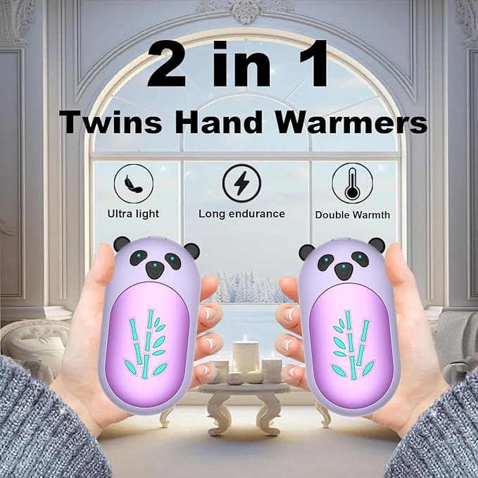 ‎Hand Warmers 2 Pack,Hand Warmers Rechargeable 6000mAh 20Hrs Long Safe Heat AI Smart Chips,Portable Pocket Heater,Gifts for Birthday,Outdoor,Golf,Hunting,Camping Accessories