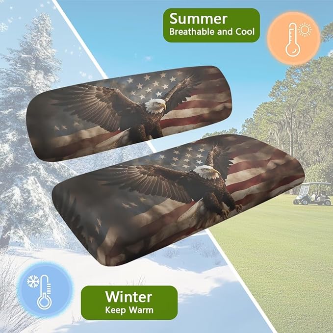 Yewatlles Vintage Fly Eagle Golf 2 Piece Soft Anti-hot Golf Cart Seat Cover with Universal Fit 2 Passenger Golf Car Lightweight Protective Accessories