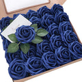 Floroom Artificial Flowers 50pcs Real Looking Royal Blue Foam Fake Roses by Floroom