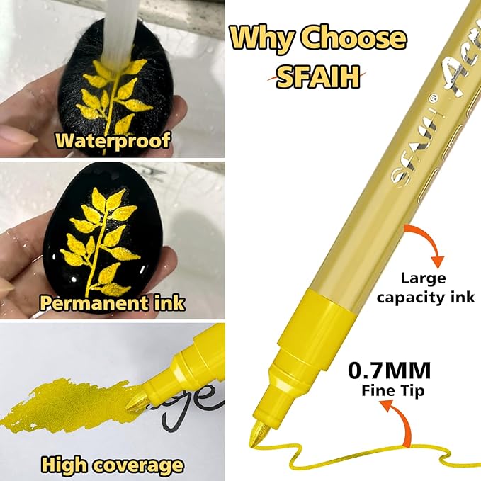 SFAIH Acrylic Gold Paint Pens - Image 2