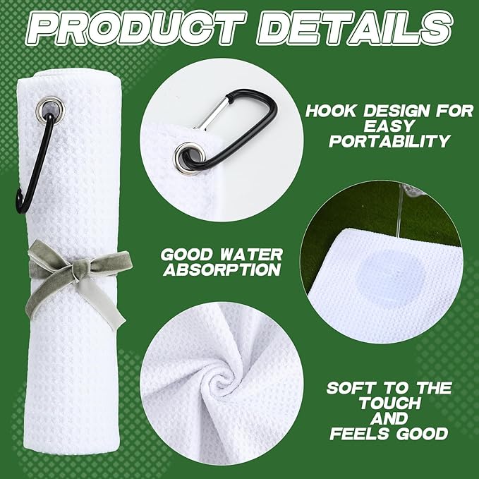 Batiyeer Golf Towel Bulk for Golf Bags 16'' x 16'' Microfiber Fabric Towel with Clip Waffle Pattern, Fitness, Camping, Hiking, Yoga