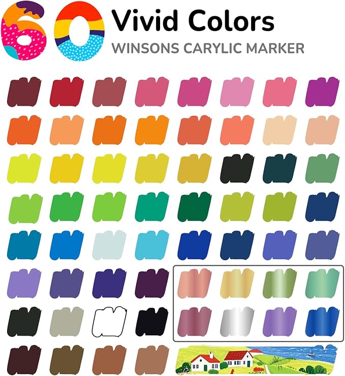 Acrylic Markers, 60 Dual-Tip Paint Pens - Image 7