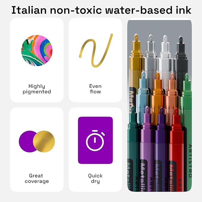 ARTISTRO 12 Metallic Paint Pens - Image 5