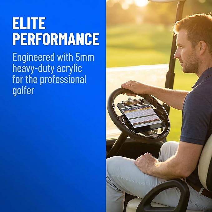 Golf Cart Scorecard Holder with Pencil Holder for Club Car/EZGO/YA/Icon/Star Car/Excar and Other Most Golf Carts. Clear/Black-Tinted are Available 5mm Thick Acrylic and More Sturdy.