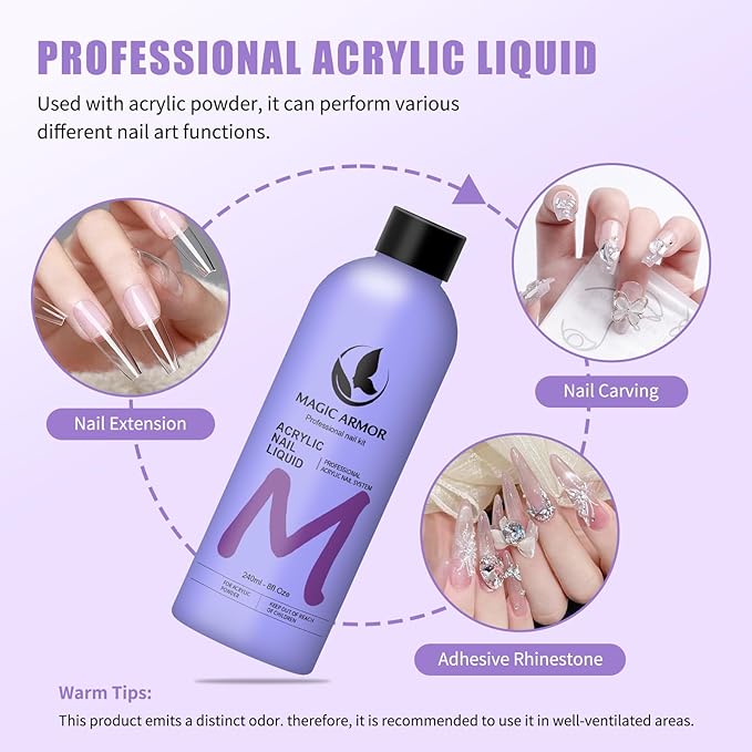 8FL.OZ Acrylic Liquid Monomer Acrylic Nail Liquid Non-Yellowing Acrylic Liquid - Image 2