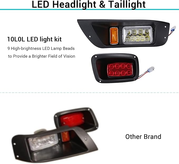 10L0L Golf Cart Light Kits for EZGO TXT (1996-2013), 12V Headlight Kit with Turn Signals Switch Horn Brake Lights, Mail Wire Harness, Street Legal Light Kit (For EZGO TXT - Upgrade Set)