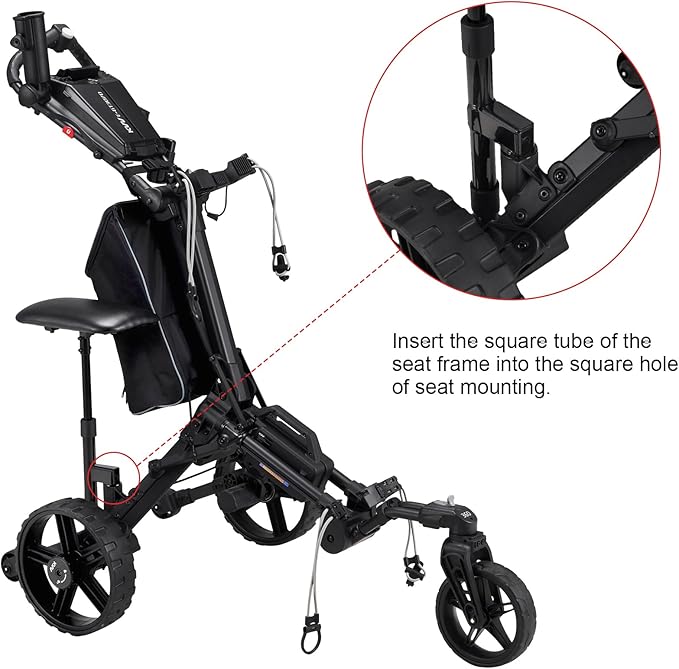KVV Golf Push-Pull Cart Removable/Detachable Seat E-GT3070