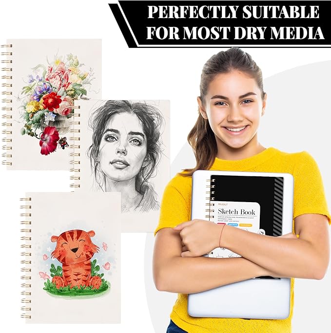 Sketch Book with 12 Color Pencil Set, 90 Sheets Spiral Sketchbook - Image 6