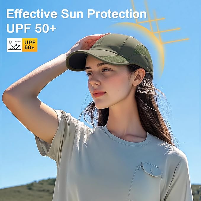 HH HOFNEN Quick Dry Baseball Cap Unstructured Running Cap Water-Resistant UPF 50+ Mesh Golf Sun Hats for Men Women