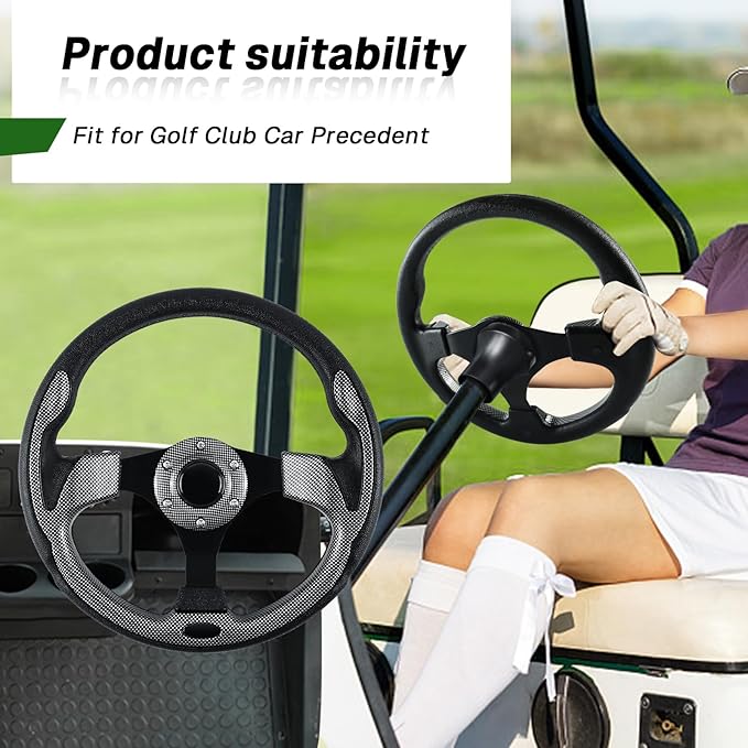 Golf Cart Accessories Steering Wheel D-bottom and Golf Adapter for Club Car PRECEDENT Golf Carts Adapter Skid-(5156black gray)