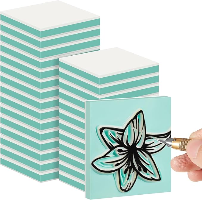 Frienda 24 Pcs 2" X 2" Rubber Carving Blocks Linoleum Blocks by Frienda