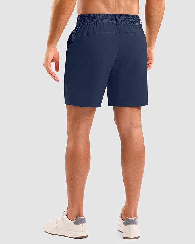 Pudolla Men's Casual Shorts 7"/9"/5" Lightweight Golf Shorts with 3 Pockets Stretch Quick Dry Comfy Work Shorts