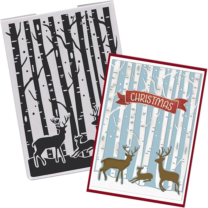 Threetols 3-D Textured Christmas Embossing Folder, Elk Background Embossing by Threetols